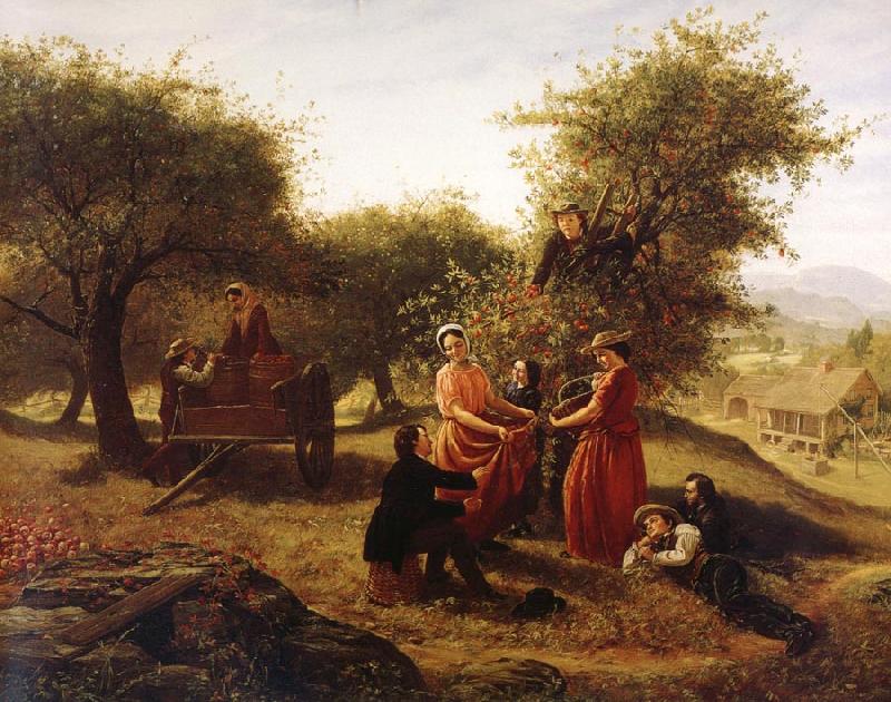 Jerome B Thompson Apple Gathering France oil painting art